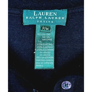 Lauren RL Women's Y2K Black V Neck Goth Dark Academia Pullover Sweater Size PM thumbnail 2