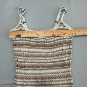 Olive + Oak Striped Knit Bodycon Midi Dress‎ Tan Cream Brown Womens Medium thumbnail 4