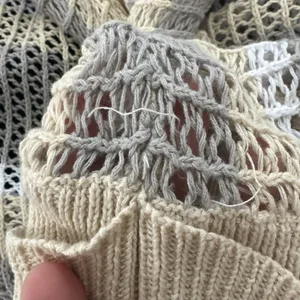 Women’s XL Beige Striped Open Knit Long Cardigan Duster Boho thumbnail 8