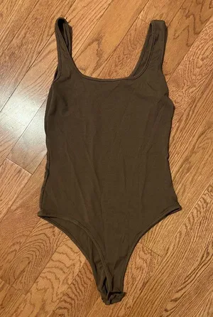 Women’s Brown Ribbed Sleeveless Bodysuit thumbnail 1