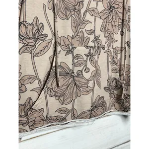 BiBi Floral Hoodie Top Taupe Lightweight Pullover Small Boho Casual thumbnail 6