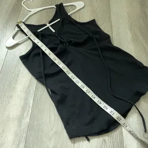 Free People Top tie front cutout sleeveless fitted womens Black medium going out thumbnail 6