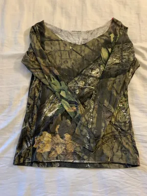 Mossy Oak off the shoulder camo long sleeve thumbnail 1