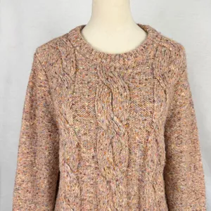 A New Day Cable Knit Sweater Womens Medium Marled Pink Multi Cozy Fall Casual thumbnail 2