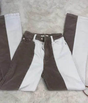 Split color flare jeans thumbnail 1