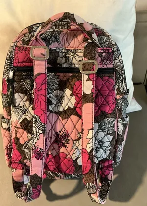 Vera Bradley Pink & Brown Quilted Floral Backpack thumbnail 1