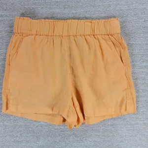 J.Crew Linen Shorts Size M Orange Paperbag Waist Elastic Pull On Pockets Summer thumbnail 2