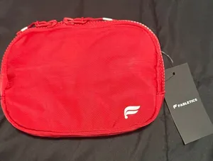Fabletics Red Zip Travel Pouch Bag | New With Tags thumbnail 1
