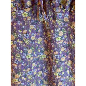 Vero Moda Purple Floral Crinkle‎ Mini Dress XS Milkmaid Tie Front Adj. Strap thumbnail 4