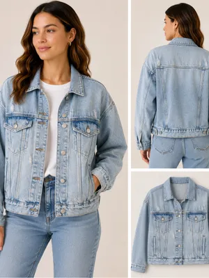 Light Wash Denim Jacket with Distressed Detail thumbnail 9