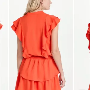 Revolve Amanda uprichard Baretta mini Dress v neck ruffle size small thumbnail 6