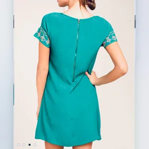 Lulus Tale to Tell Pink and Teal Green‎ Embroidered Shift Dress SMALL thumbnail 4