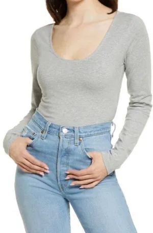BP Grey Long Sleeved Crop Top thumbnail 1