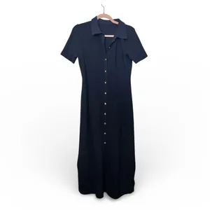 CoMMENSE Metal Button Collar Midi Dress COLOR - Navy, Size Medium NWT thumbnail 7