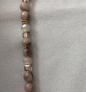 32” Necklace Stone Beads Beaded With Antler Tip Shape Pendant 2.5” H Cream Brown thumbnail 10
