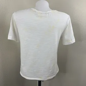 Loveshackfancy White Yellow Speckled Tshirt Women’s Sz XS Cotton Top *Flaw thumbnail 6