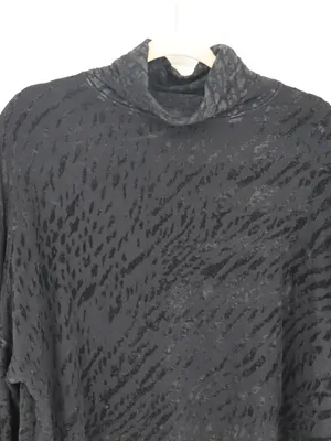 Majestic Filatures Woman's Black Burnout Velvet Cowl Neck Long Sleeve Top XL thumbnail 2
