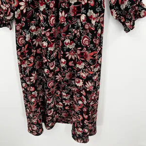 Talbots black Midi Floral leaf print Dress Bracelet Sleeve autumn Size P (XS) thumbnail 5
