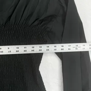 Derek Lam 10 Crosby Mini Dress Size 6‎ Black Long Sleeve Smocked Ruffle Cotton thumbnail 2