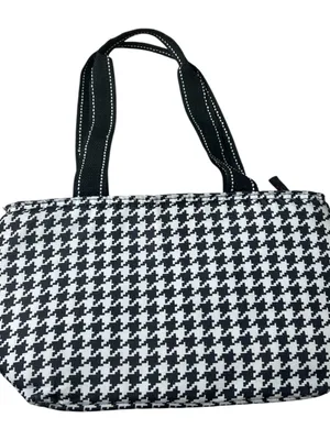 Igloo Houndstooth Insulated Soft Cooler Lunch Tote Bag Canvas Reusable Black thumbnail 2