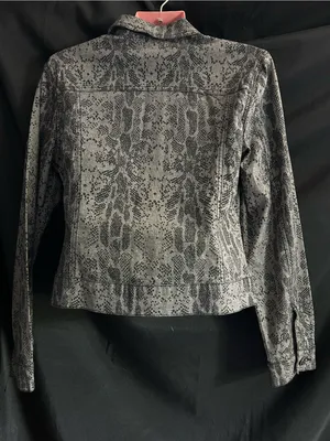 Crest Vintage Womens Grey Snake-Print Blazer Jacket SM thumbnail 2