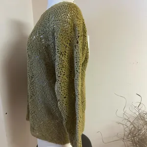 Forenza Vintage whimsical crochet knit green fairy top size M thumbnail 4