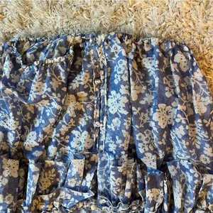 LoveShackFancy Ruffle Popover Blouse Top in Biscay Blue Size XS thumbnail 9