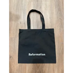 Reformation Black Canvas Tote Bag‎ Reusable Shopping Bag Minimalist thumbnail 2