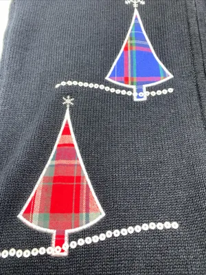 Christmas Tree Sweater Vest Black Embroidered Holiday Women’s Small RQT Festive thumbnail 4