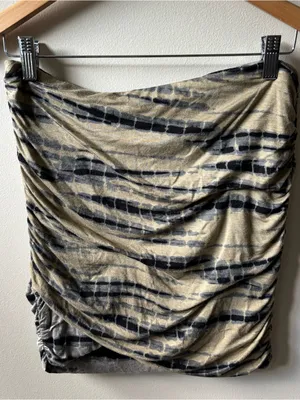 Free People Army Green, Beige and Black Tie-Dye Ruched Tube Top thumbnail 2