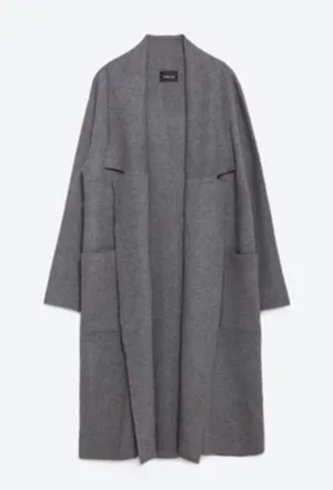 Long Knit Coat with Draped Neck thumbnail 6