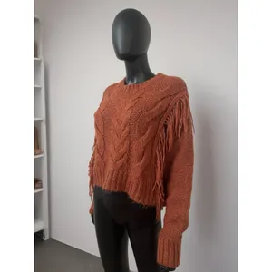 Urban Outfitters Faye Shimmer Fringe‎ Cable Knit Sweater Size M thumbnail 3