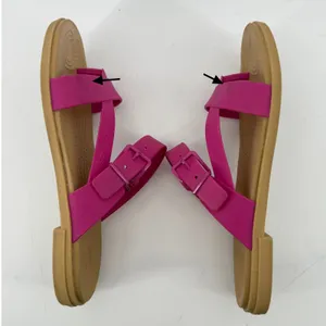 Crocs Tulum Toe Post Sandal Flip Flop Fuchsia Pink Tan Women 10 Buckle Straps thumbnail 6