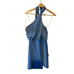Lulus Remarkable Moment Blue Satin Halter Mini Dress XS NWT thumbnail 3