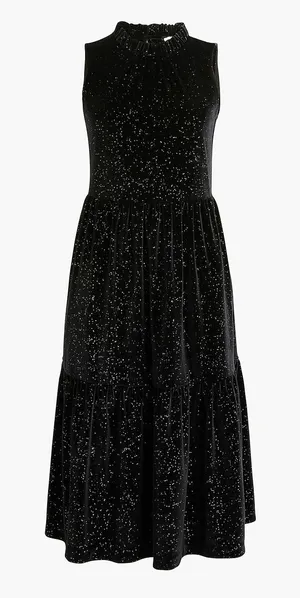 J.Crew Shimmer Velvet Sleeveless Midi Dress Size 12 Black BV968‎ thumbnail 1