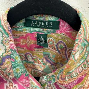 Lauren Ralph Lauren Womens Pink Multi Paisley Cotton Button Down Shirt Small thumbnail 3