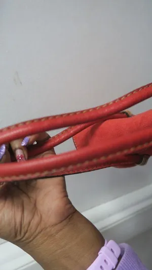 Mini flap over purse handback pocketbook velvety bag in red. thumbnail 10
