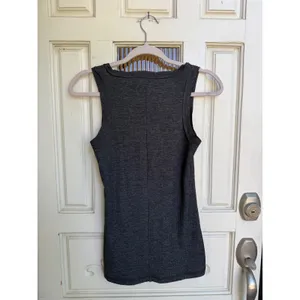 Zenana Women's Charcoal Gray Ribbed Henley Tank Top Snap Button Size Small thumbnail 2