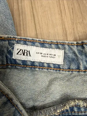 Zara deconstructed high rise wide leg jeans size 6 thumbnail 7