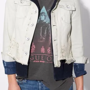 Free People Double Weave Denim Jacket Hoodie Distr thumbnail 7