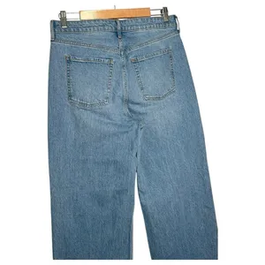 New Old Jeans Navy Womens 10 Extra High Rise Sky Hi Wide Leg Raw Hem Light Blue thumbnail 12