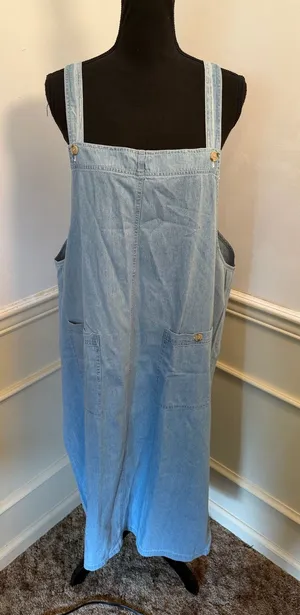Vintage Mystic Blues Denim Overall Jumper Pinafore Dress Y2K Grunge Art Teacher thumbnail 1