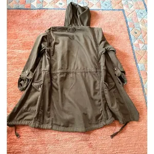 Topshop Khaki Hooded Utility Jacket Asymmetrical Zip Cotton Size US 4 thumbnail 8