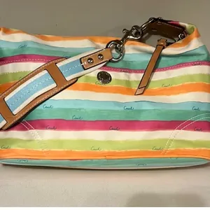 Coach Hampton vintage Colorful Striped Shoulder Bag with hand tag thumbnail 12