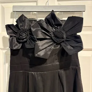 SHEIN artsy unique 3-D flowers strapless jumpsuit black sz L thumbnail 2