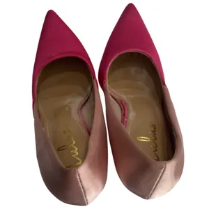Lulus Lumii Satin Color Block Pumps Fuchsia Pink Blush Pointed Toe Heels sz 6.5 thumbnail 11