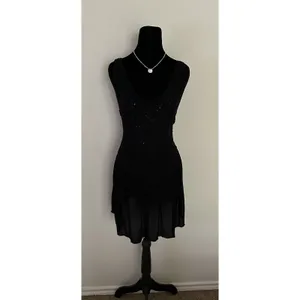 Intimately Free People DelphineEmbellished Slip Dress FlowySequin Black XS NWT thumbnail 2