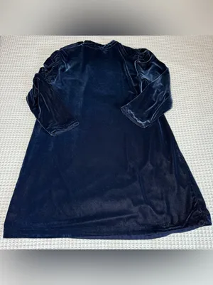 GAP Shift Dress Size XL Navy Blue Mock Neck Velvet Long Sleeve Holiday Classic thumbnail 8
