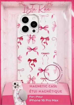 Pink nwt Bow Magnetic Case for iPhone 16 Pro Max bows ribbons thumbnail 1
