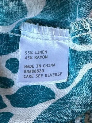 Rachel Zoe Teal Printed Peasant Linen Top with Lace Trim 3/4 Sleeves size L thumbnail 9